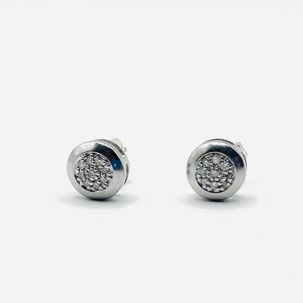 Natural Diamond Stud Earrings 925 Sterling Silver - Picture 3 of 6